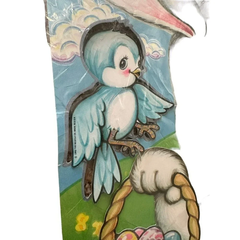 Beistle VTG 25” Jointed Easter Bunny Rabbit Die Cut‎ Posable Decoration 1992 NOS